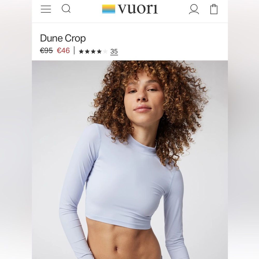 Vuori Dune Crop Long-Sleeve Crop Top - Light Blue